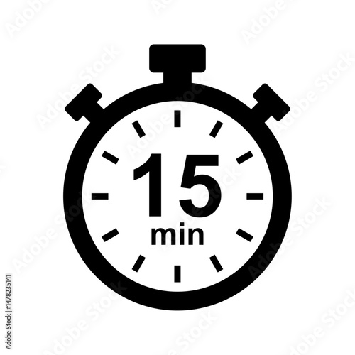 Stopwatch icon. 15 min timer