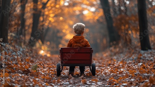 Child in autumnal forest
