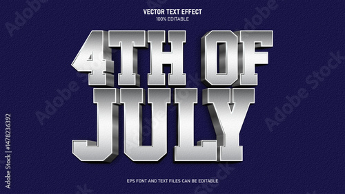 4th of july chrome text style  editable text effect