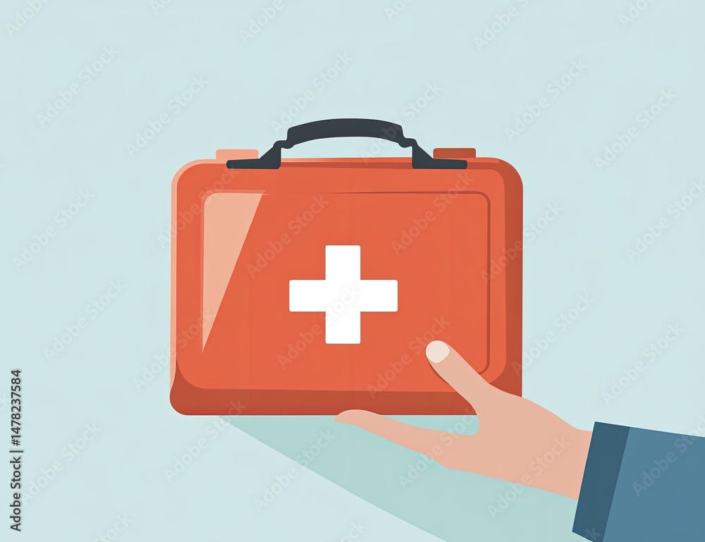 Obraz premium First aid kit held in hand