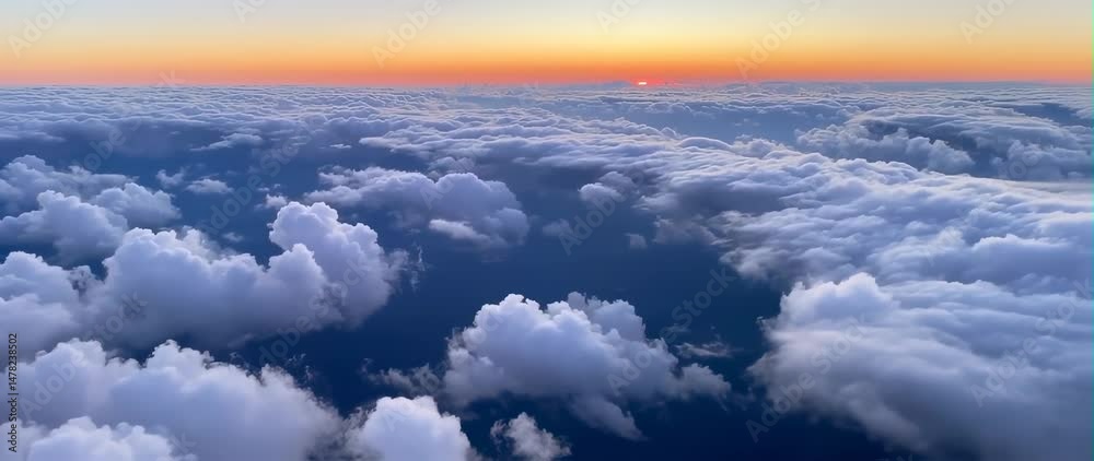 Anamorphic video Beautiful flight over clouds at sunset Anamorphic video Beautiful flight over clouds at sunset