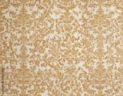 Elegant gold and cream damask wallpaper  Seamless pattern, classic design , rich, gold