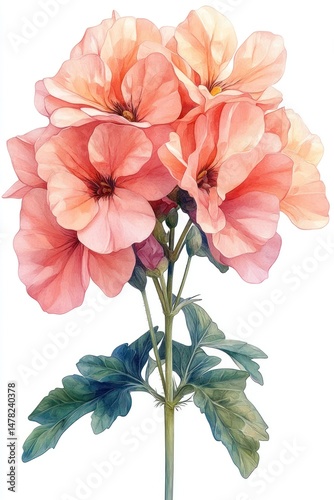 Delicate peach-colored flowers with soft green leaves