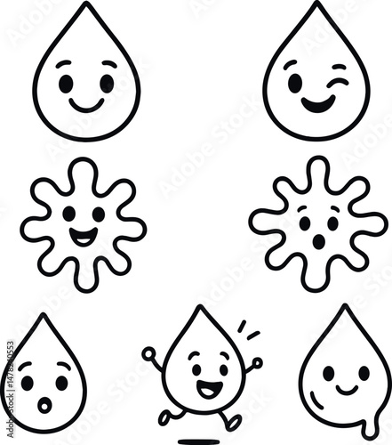 Cartoon blood silhouette icons set – playful, animated and whimsical medical symbols