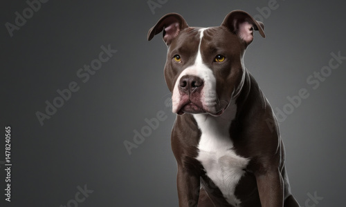 A brown and white dog is sitting on top of a table, looking around