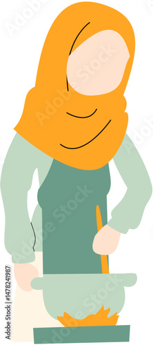 Woman in hijab preparing food