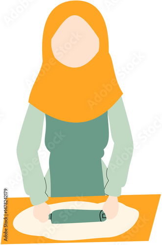 Woman in hijab preparing food