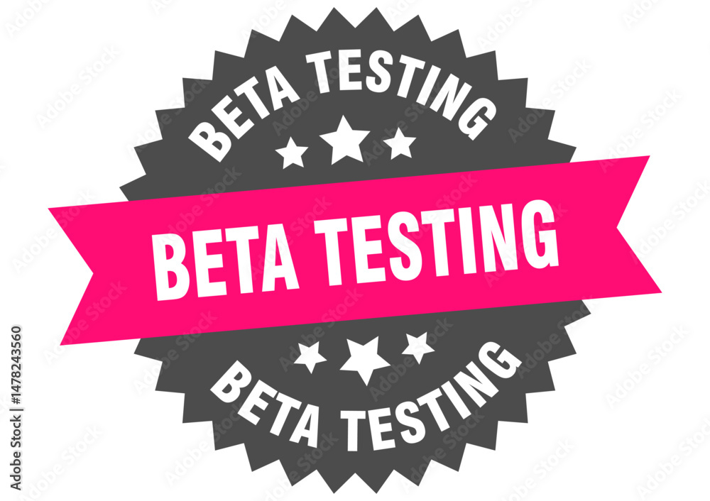 Obraz premium beta testing. beta testing round pink label isolated on transparent background