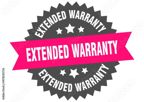 extended warranty. extended warranty round pink label isolated on transparent background