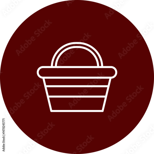 Basket Vector Line Brown Circle Icon Design