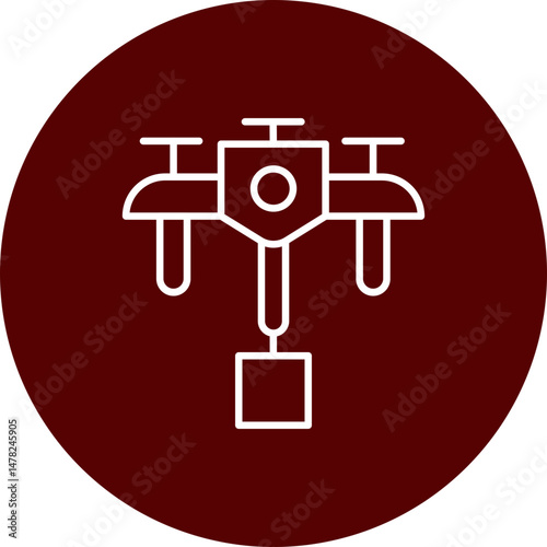 Drone Delivery Vector Line Brown Circle Icon Design