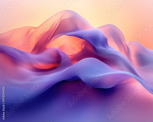 Soft folds of translucent, gradient fabric in pastel hues, airy and flowing
