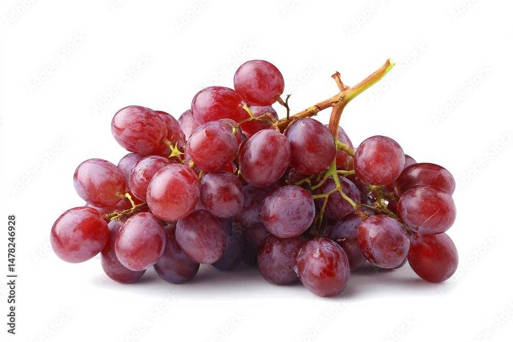Fototapeta premium A bunch of red grapes, glistening with freshness.