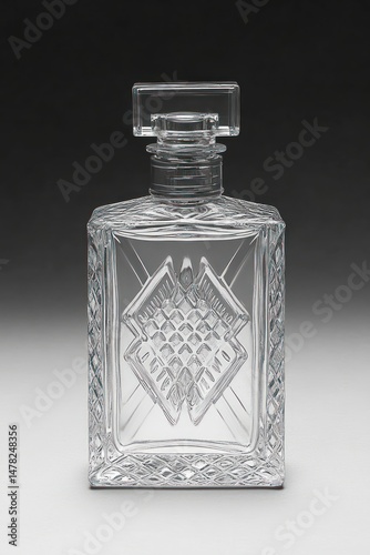 Rectangular decanter with etched design