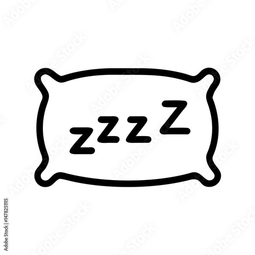 Cartoon pillow with zzz sleeping symbol in minimalist style  