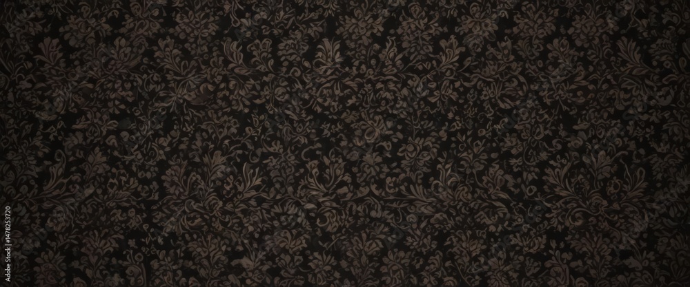 Fototapeta premium Intricate dark damask, seamless floral pattern, dark floral, black