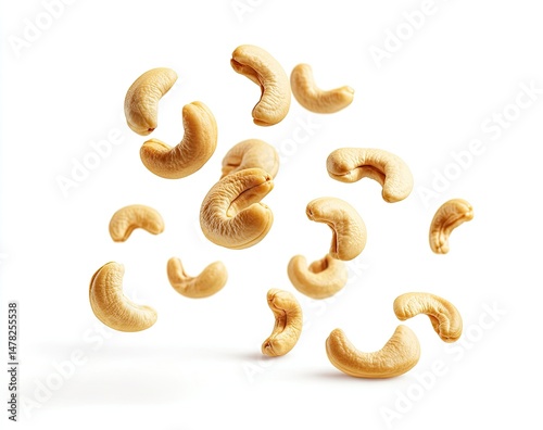 Cashews in mid-air