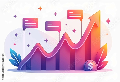 vibrant digital growth chart with money symbols