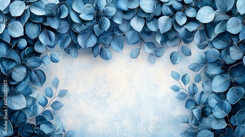 Soft blue leaves frame
