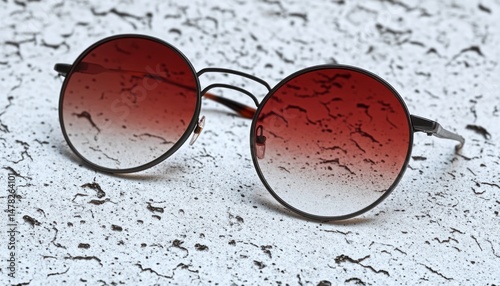 Round Sunglasses on a Textured Surface