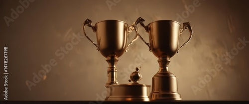 Abstract bronze trophy silhouette, golden cup highlight ,  challenge,  trophy
