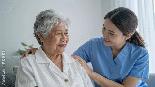 Wallpaper Mural Nurse Caring for Elderly Patient at Home — Empathy and Support in a Calm, Comfortable Setting

 Torontodigital.ca