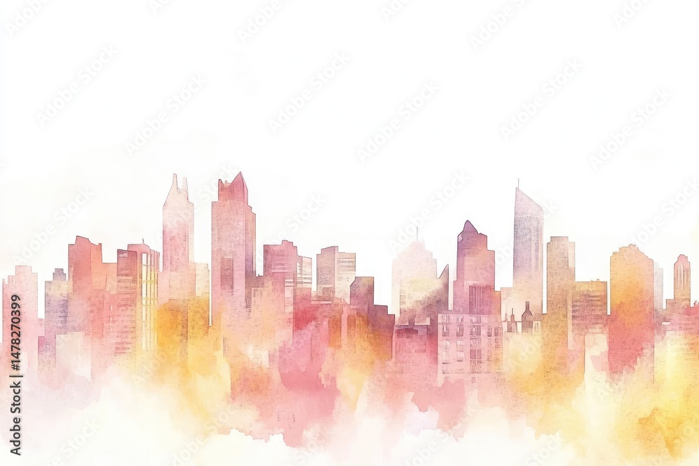 Fototapeta premium Watercolor cityscape (1)