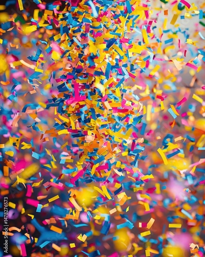 Confetti falling creates vibrant, colorful splash of celebration and festivity
