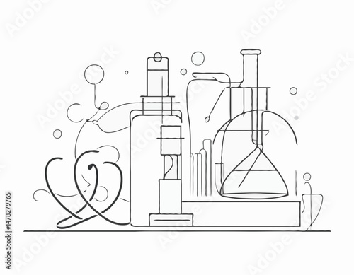 Medical Research Line Drawing
