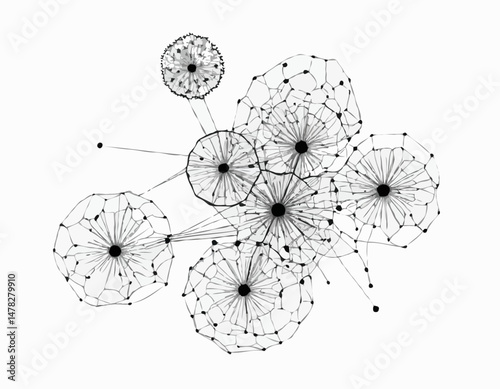 Line Art Virus Cell Structure