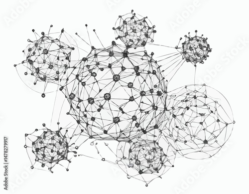Line Art Virus Cell Structure
