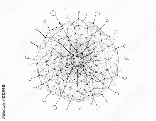 Line Art Virus Cell Structure