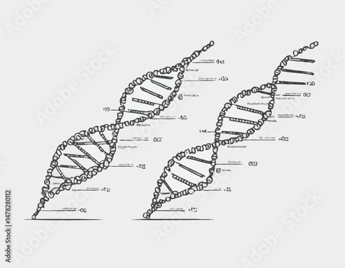 DNA Sequencing Line Drawing