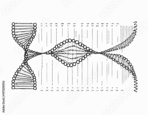 DNA Sequencing Line Drawing
