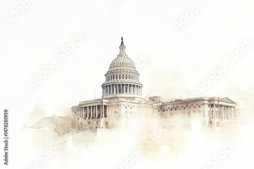 Watercolor Capitol Building