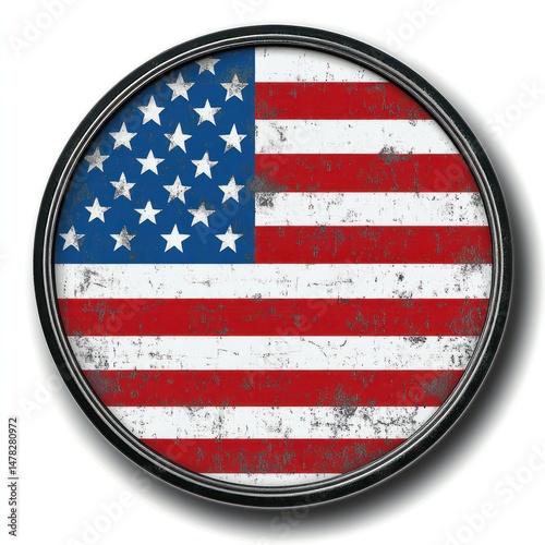 Circular distressed American flag design