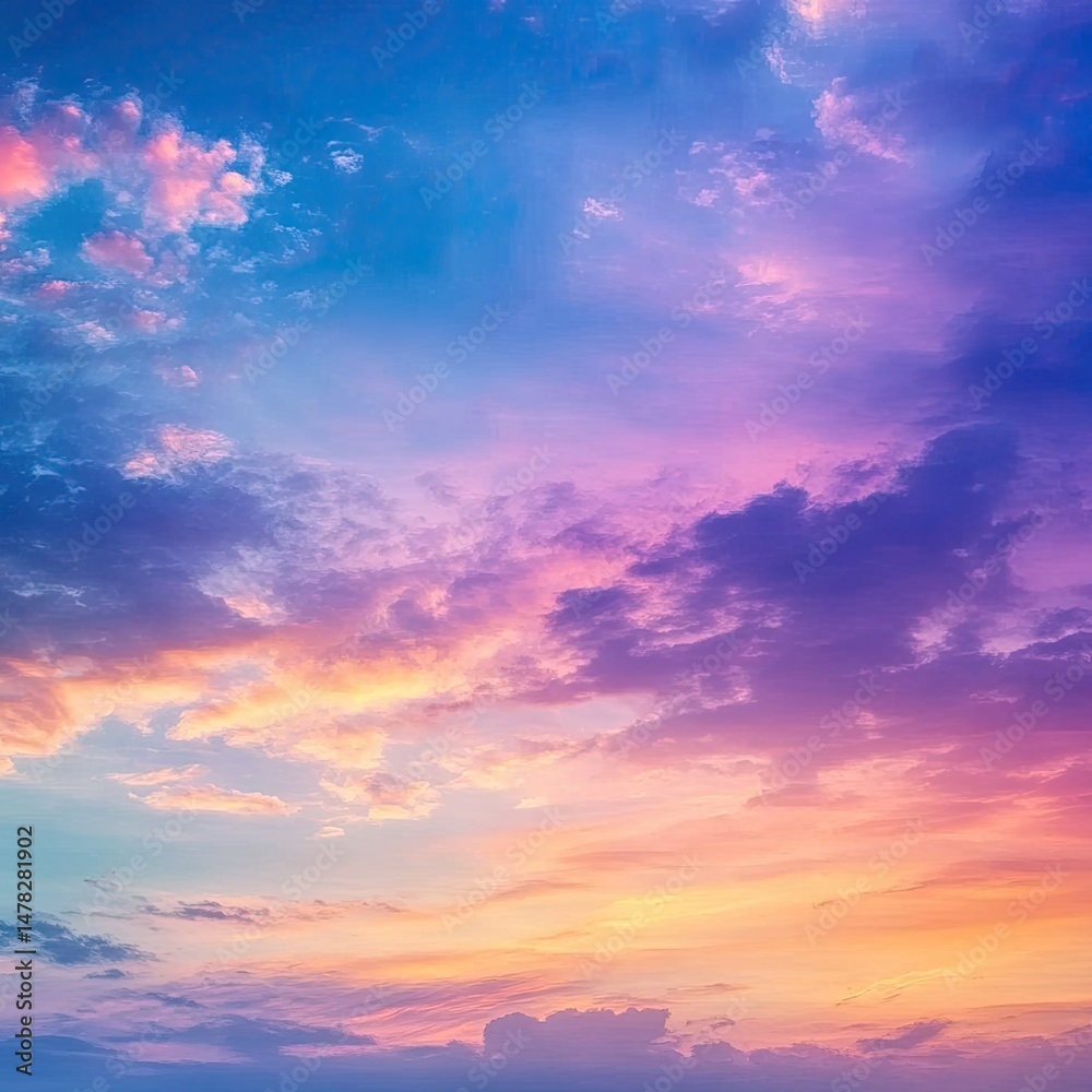 Fototapeta premium Vibrant sunset sky with colorful clouds (3)