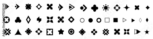 Flèche and arrow bullet list icons for PowerPoint presentations. Bullet point collection with arrow designs, ideal for slide presentations. Vector illustration.