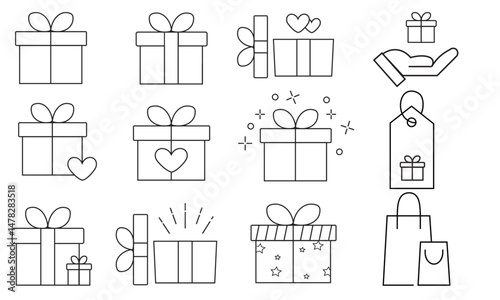 Gift Box Icons Collection –Outline Design
