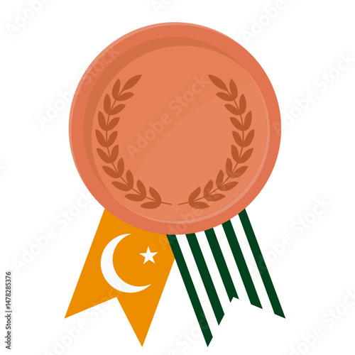 Bronze award medal with Azad Jammu and Kashmir flag ribbons for winners