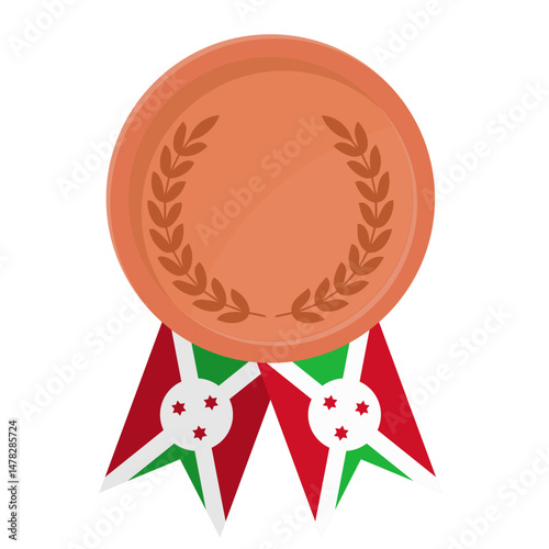 Bronze award medal with Burundi flag ribbons for winners