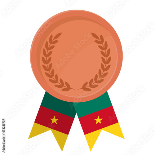 Bronze award medal with Cameroon flag ribbons for winners