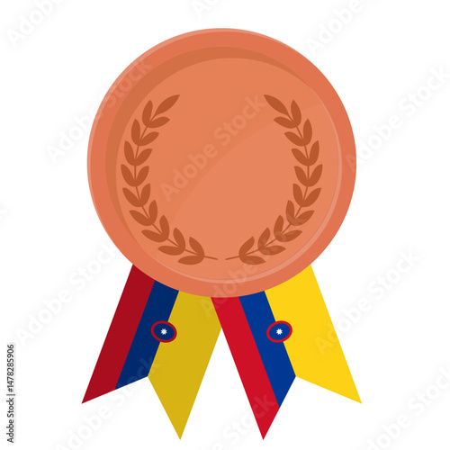 Bronze award medal with Colombia flag ribbons for winners