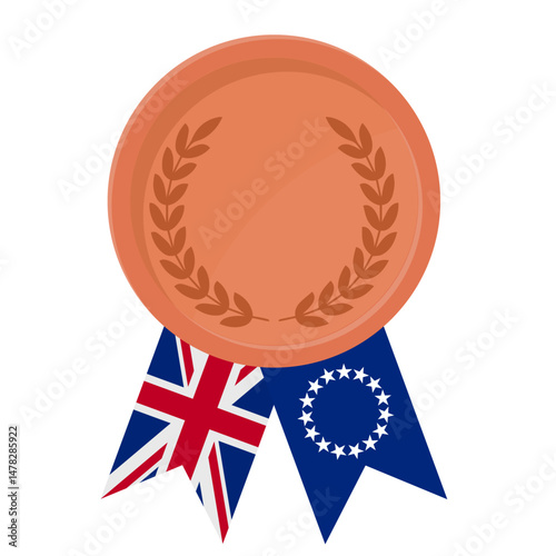Bronze award medal with Cook Islands flag ribbons for winners
