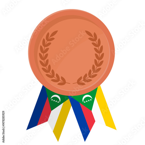Bronze award medal with Comoros flag ribbons for winners