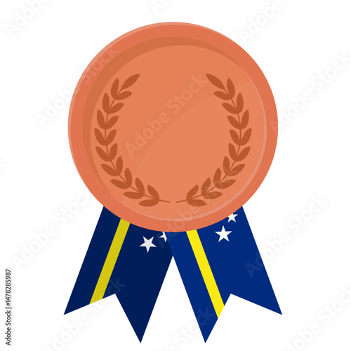 Bronze award medal with Curacao flag ribbons for winners