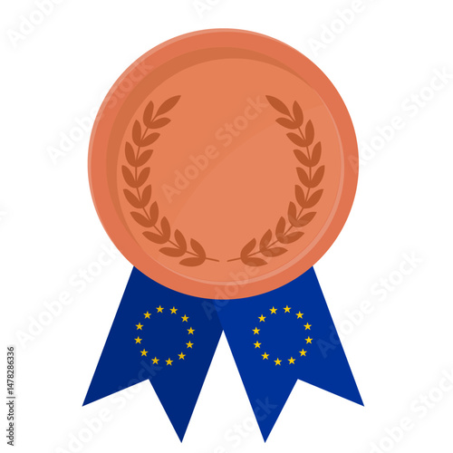 Bronze award medal with European Union flag ribbons for winners