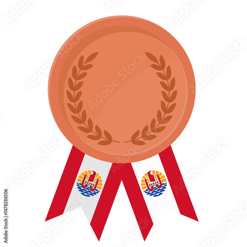 Bronze award medal with French Polynesia flag ribbons for winners