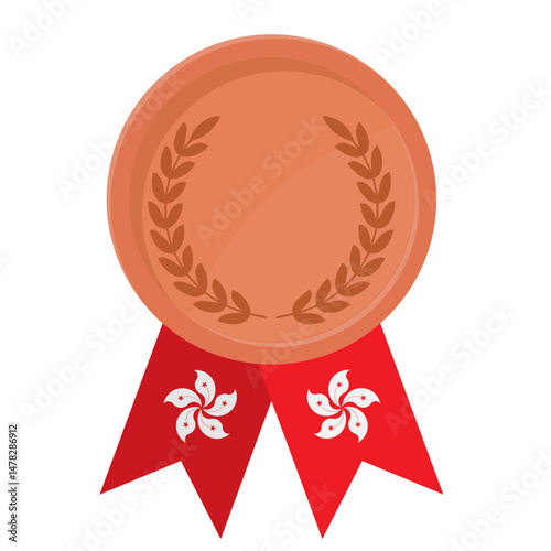 Bronze award medal with Hong Kong flag ribbons for winners