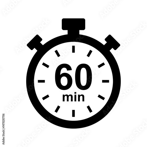 Stopwatch icon. 60 min timer